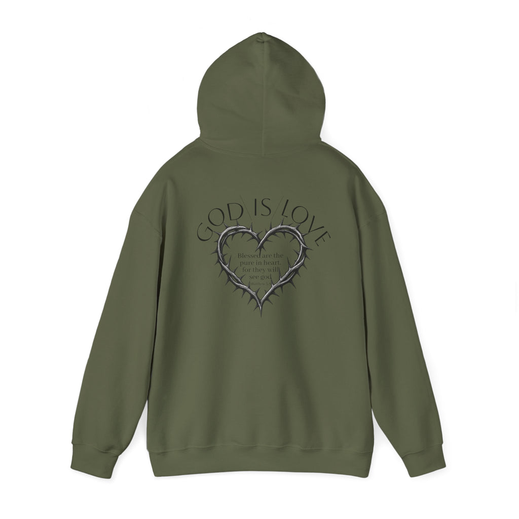 Matthew 5:8 Thorn Heart Cotton Hoodie