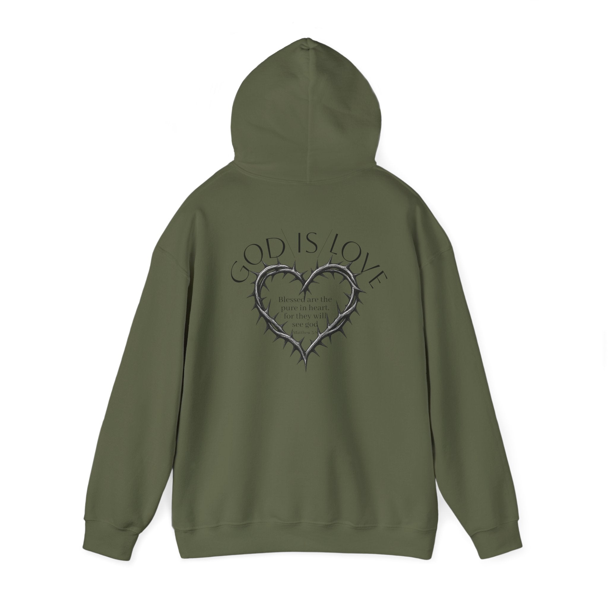 Matthew 5:8 Thorn Heart Cotton Hoodie