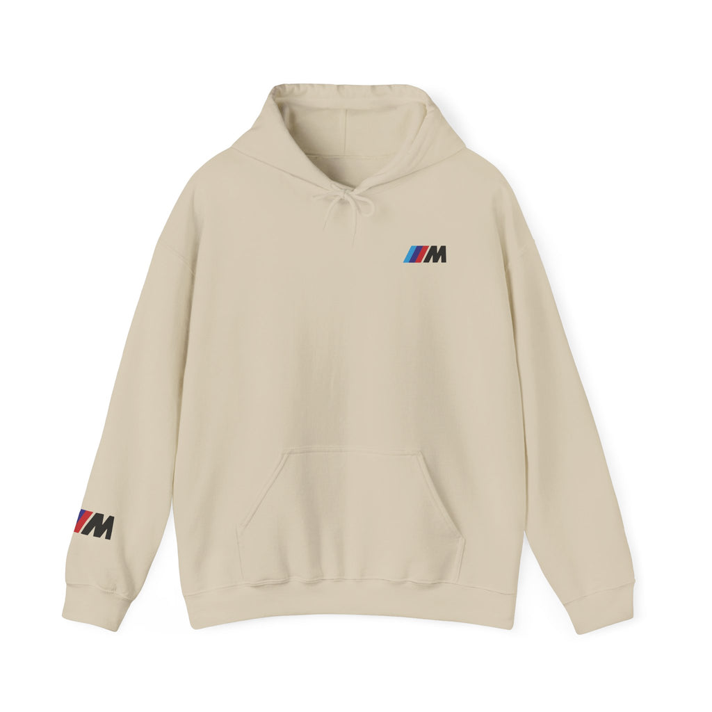tan hoodie with BMW M logo on a white background