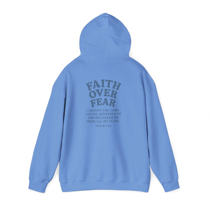 Faith Over Fear Psalm 34:4 Pastel Hoodie