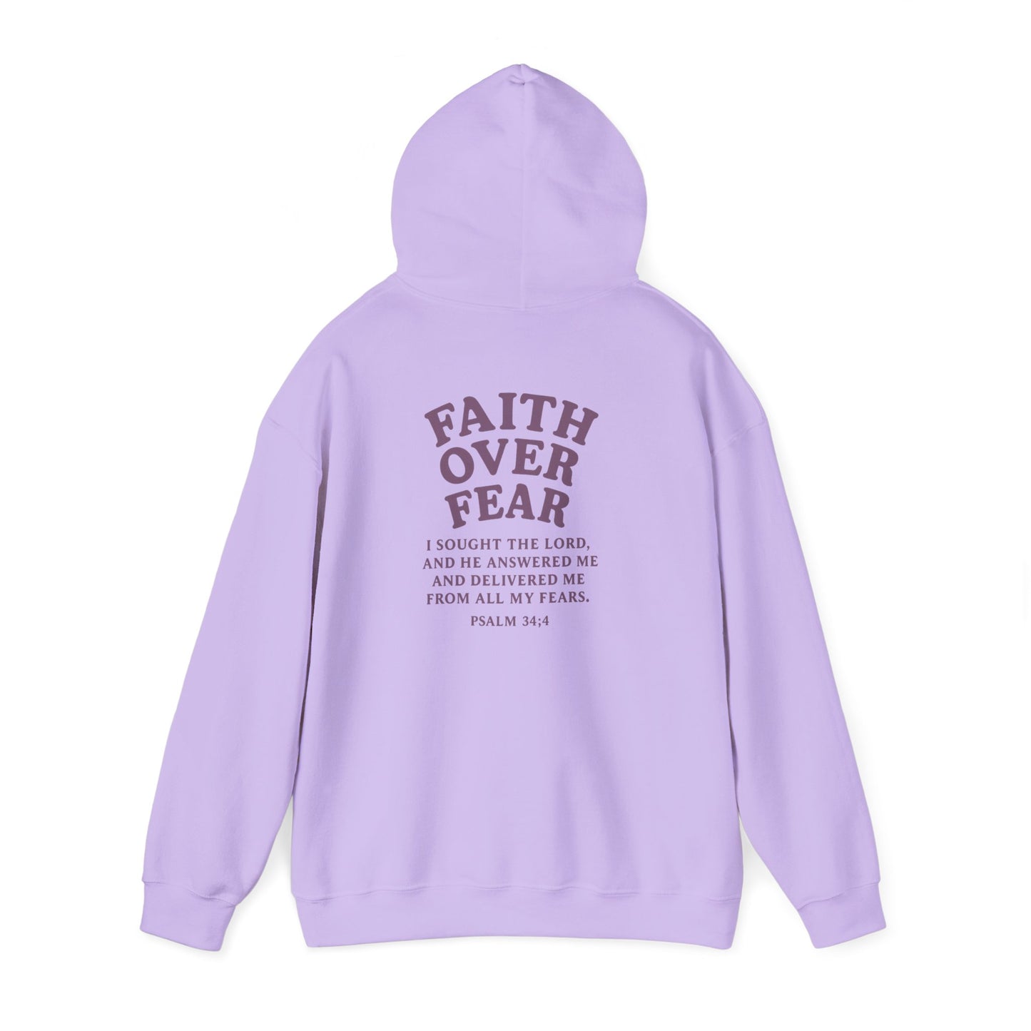 Faith Over Fear Psalm 34:4 Pastel Hoodie