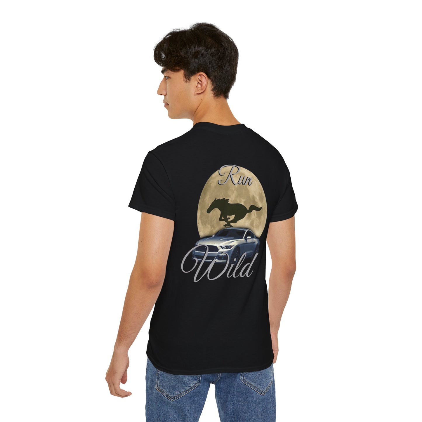 Unisex Cotton Mustang "Run Wild" Moon Car Tee
