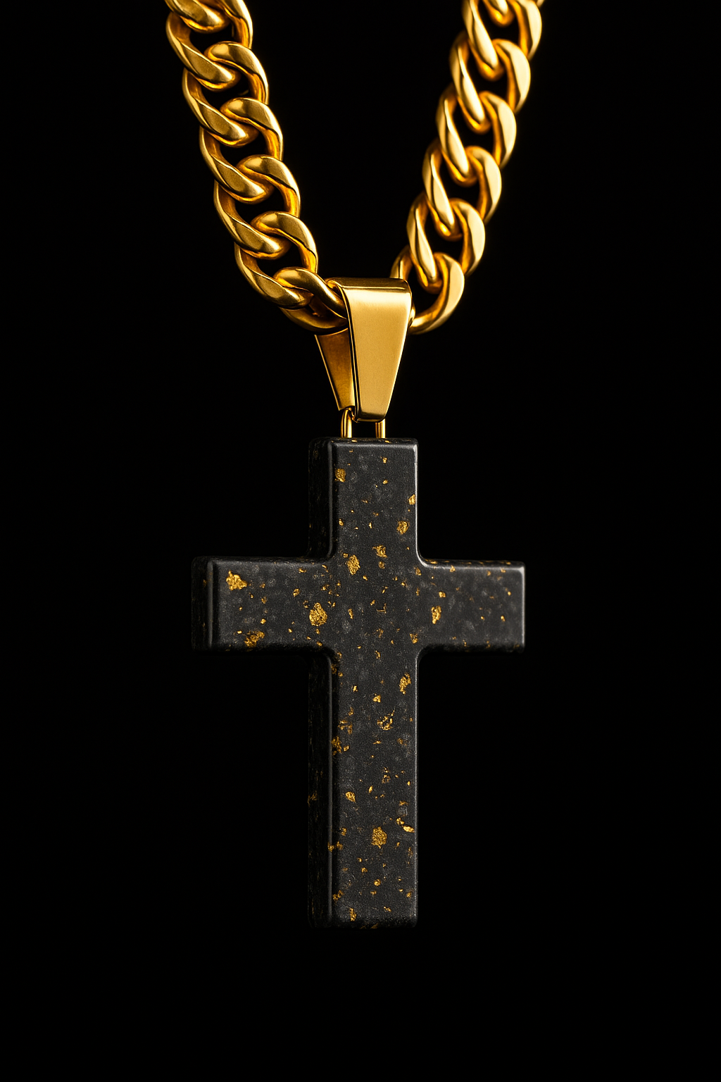 Forged carbon fibre cross necklace