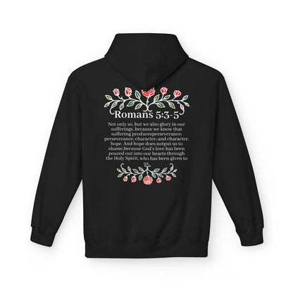 Romans 5:3-5 Rose Vine Growth Collection Cotton Hoodie