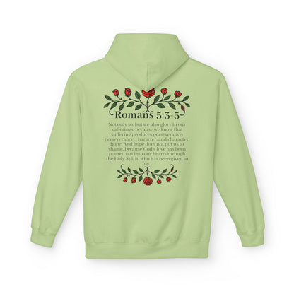 Romans 5:3-5 Rose Vine Growth Collection Cotton Hoodie
