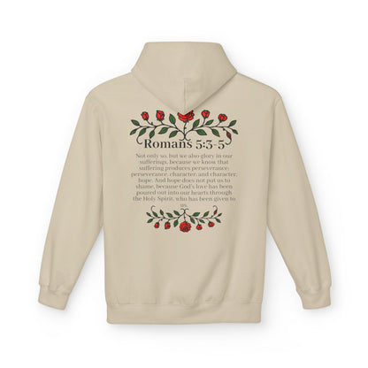 Romans 5:3-5 Rose Vine Growth Collection Cotton Hoodie