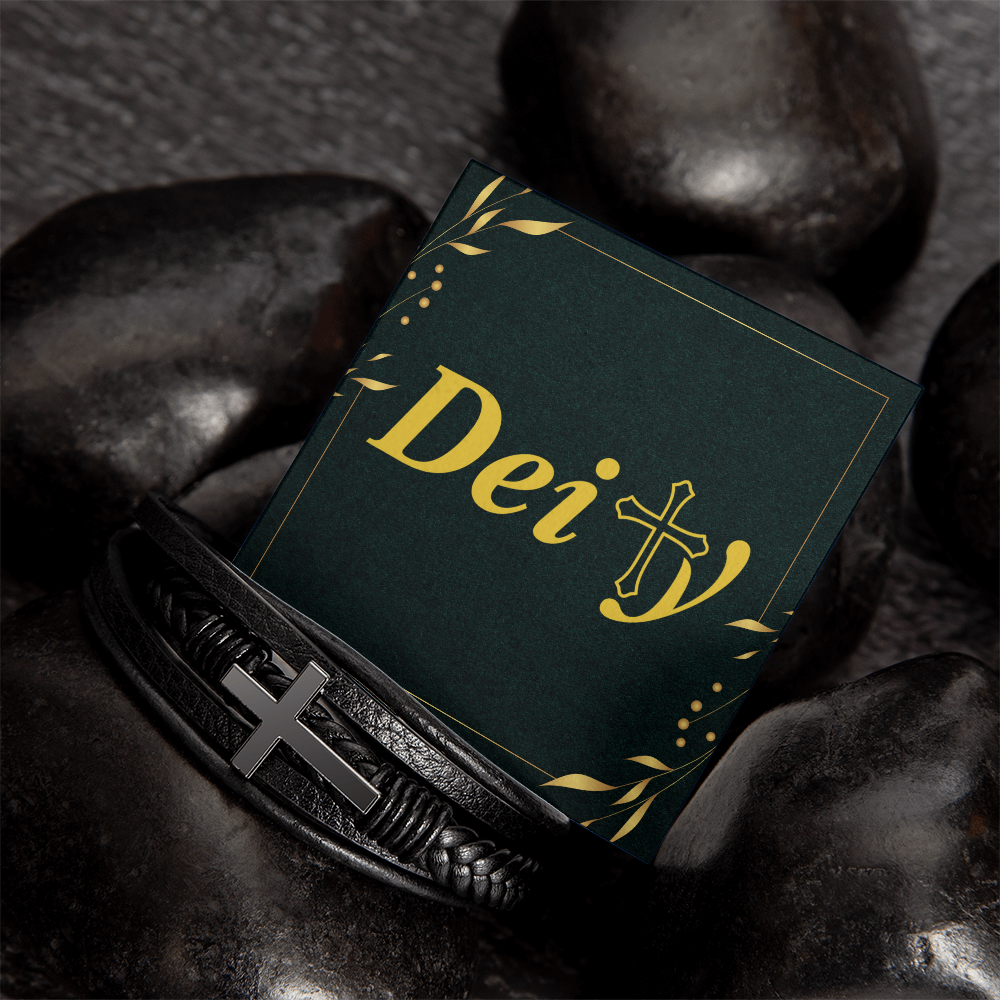 Simple Dark Leather and Stainless Steel Cross Bracelet